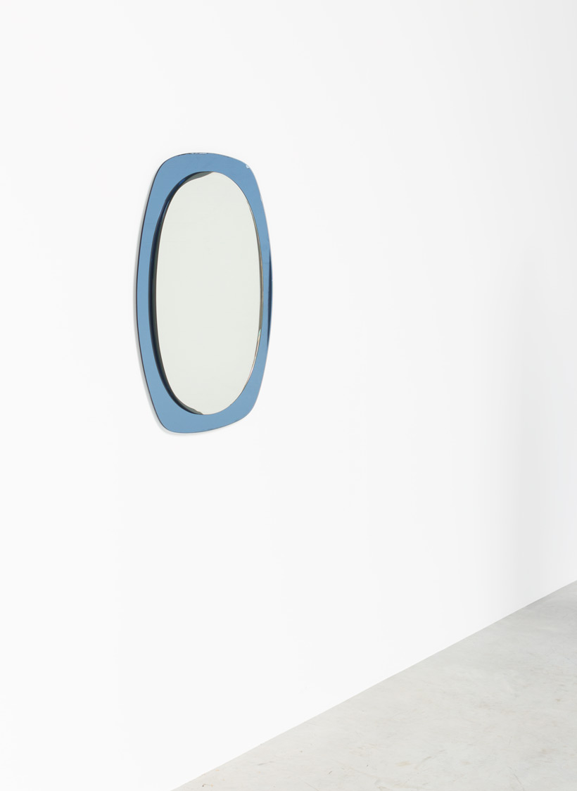 Italian modern smoked blue wall mirror circa 1960