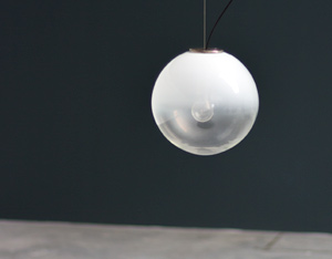 Italian opaline and clear glass pendant lamp