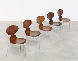 Jacobsen Arne set of five Ant Rosewood chairs Fritz Hansen Denmark
