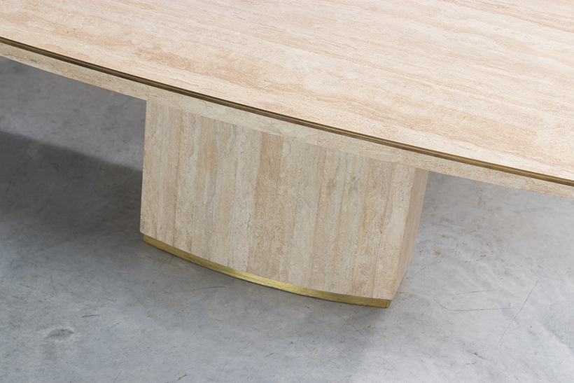 Jean Charles and Willy Rizzo travertine and brass dinning table or console img 5