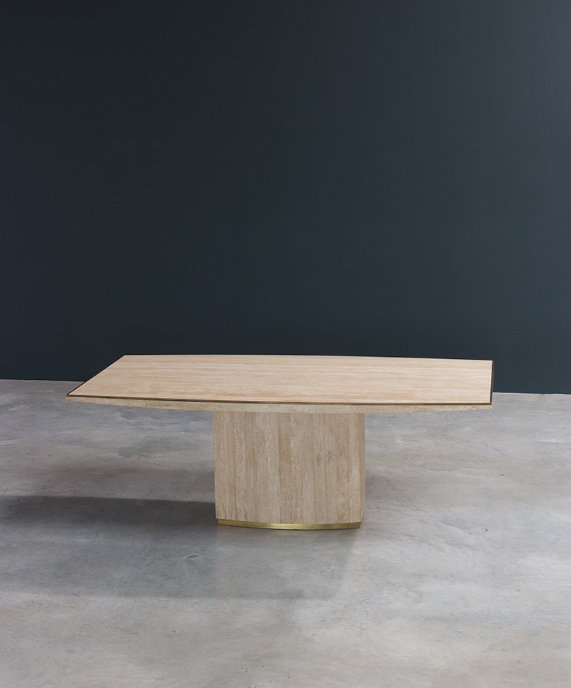 Jean Charles and Willy Rizzo travertine and brass dinning table or console img 6