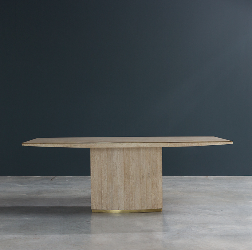 Jean Charles and Willy Rizzo travertine and brass dinning table or console img 7