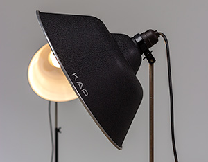 KAP pair industrial minimalist photographic floorlamps 1950