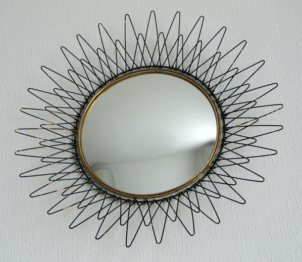 Metal sun mirror Pilastro 1950 eames era