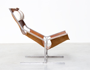 Modernist leather and steel lounge chair AP originals 1960