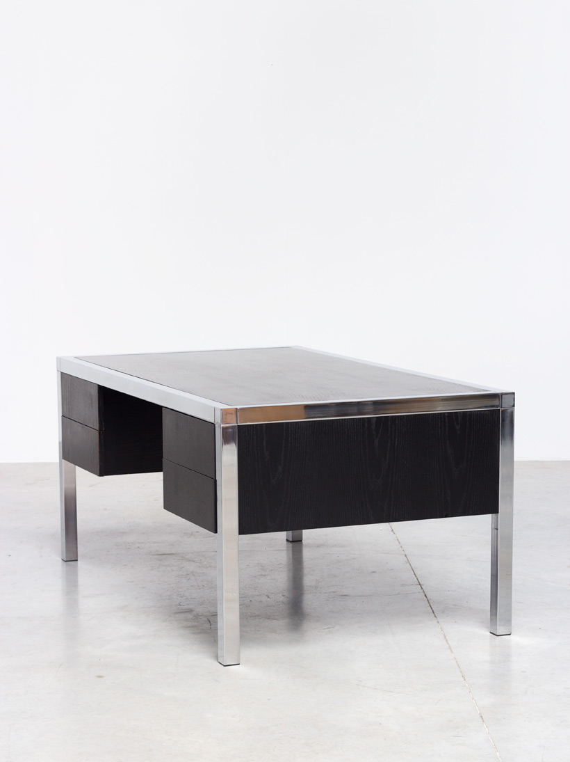 Monolith black chromed rectangular desk 1970
