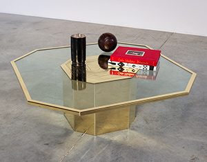 Nadie Jenatzy Jonckers coffee table with etched brass circa 1980