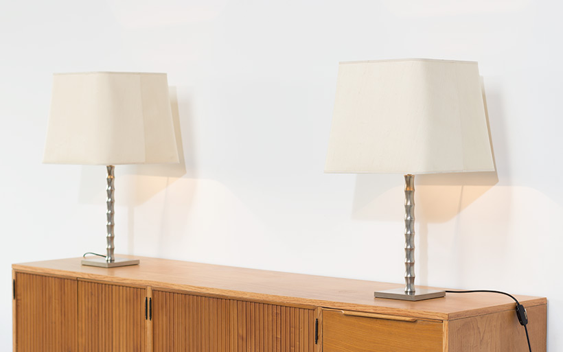 Pair modern eclectic faux bamboo table lamps img 3