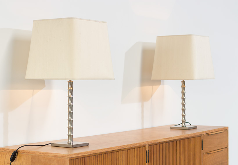 Pair modern eclectic faux bamboo table lamps img 5