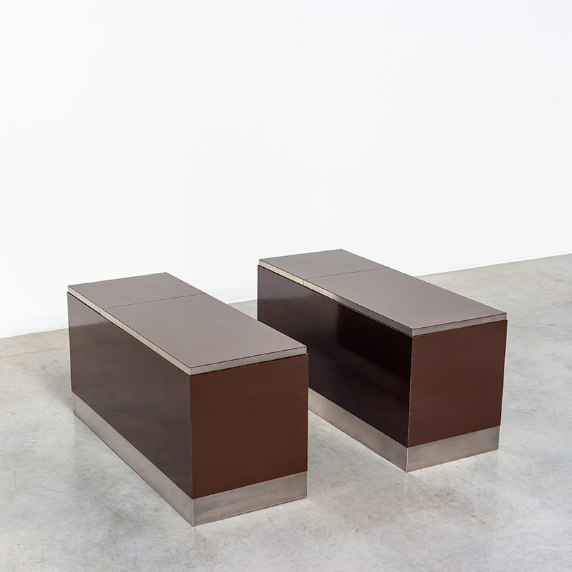 Pair modernist storage boxes attributed to Willy Rizzo 1970 img 10