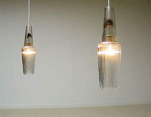 Pair of French glass lamps 1950