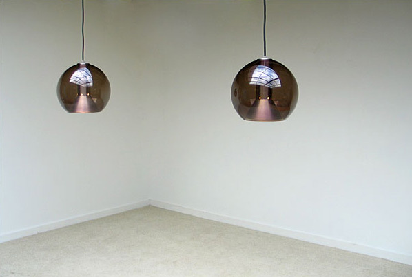 Pair of glass fume globes Raak lamps 1970
