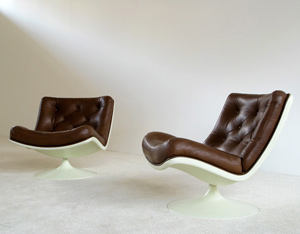 Pair of Leather Geoffrey Harcourt lounge chairs Artifort