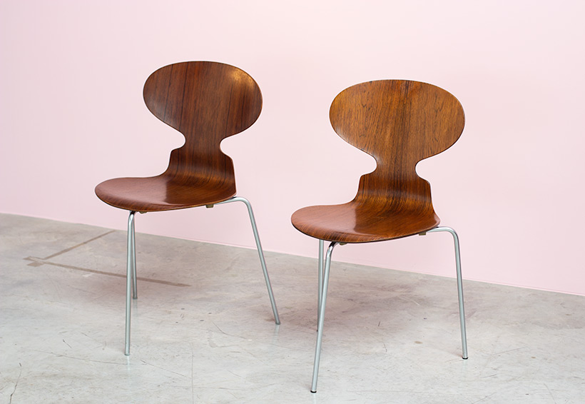 Pair of Rosewood Ant chairs designed by Arne Jacobsen Novo Nordisk img 4
