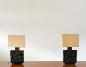 Pair of unique handmade ceramic table lamps