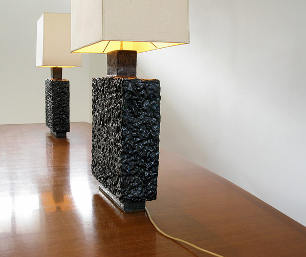 Pair of unique handmade ceramic table lamps
