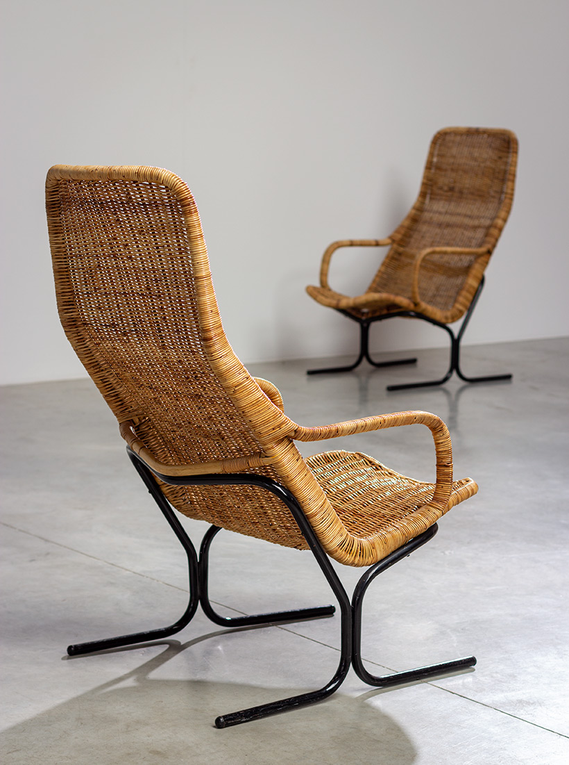 Pair rattan lounge chairs Dirk van Sliedregt for Gebr. Jonkers 1960 img 4
