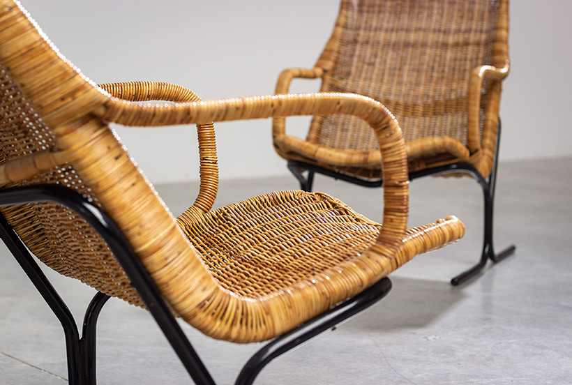 Pair rattan lounge chairs Dirk van Sliedregt for Gebr. Jonkers 1960 img 6