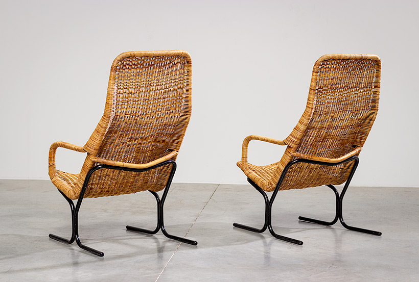 Pair rattan lounge chairs Dirk van Sliedregt for Gebr. Jonkers 1960 img 7