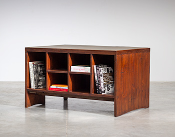 Pierre Jeanneret pigeonhole or PJ-BU-02-A office desk with bookcase Chandigarh
