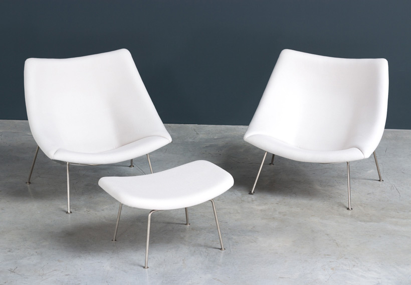 Pierre Paulin pair of Oyster F159 lounge chairs and ottoman Artifort img 8