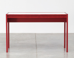Rectangular red wooden modernist desk 1970