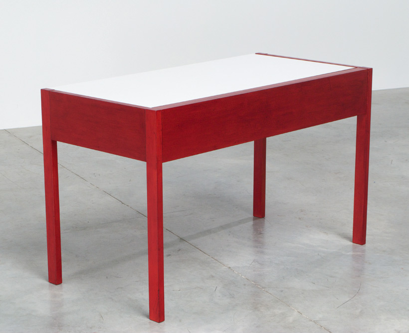 Rectangular red wooden modernist desk 1970