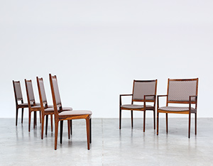 Scandinavian modernist rosewood set of six dining chairs Denmark 1960