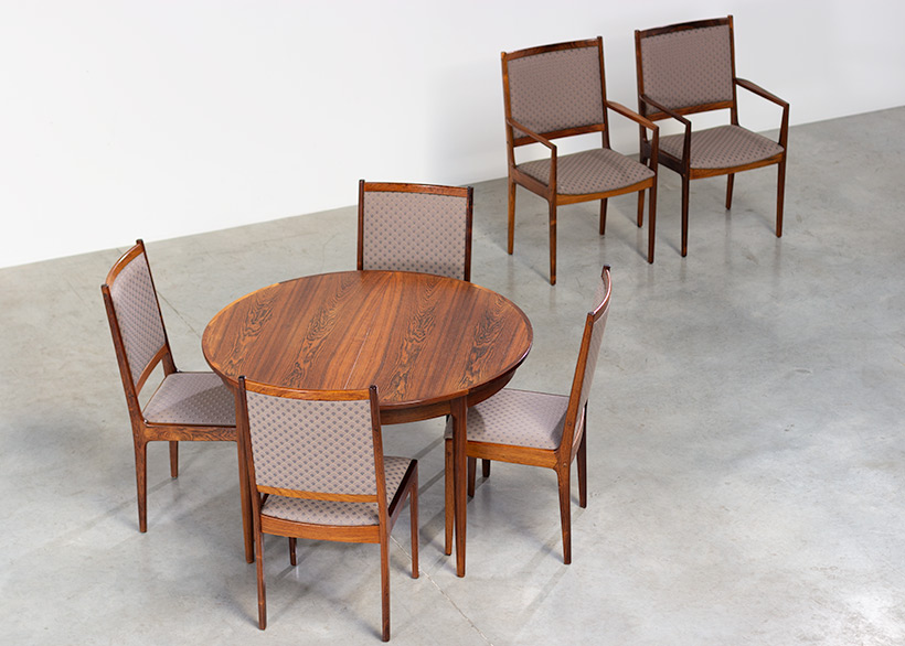 Scandinavian modernist rosewood set of six dining chairs Denmark 1960 img 9