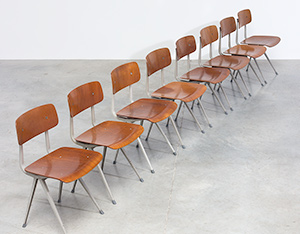 Set of 8 Friso Kramer Result chairs De Cirkel Industrial 1960
