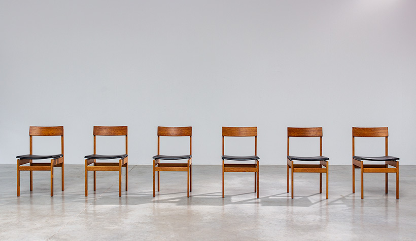 Set of six modernist dining chairs Van den Berghe-Pauvers Ghent Belgium 1960 img 3