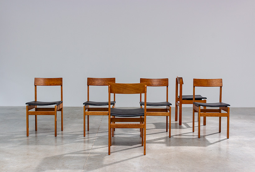 Set of six modernist dining chairs Van den Berghe-Pauvers Ghent Belgium 1960 img 7