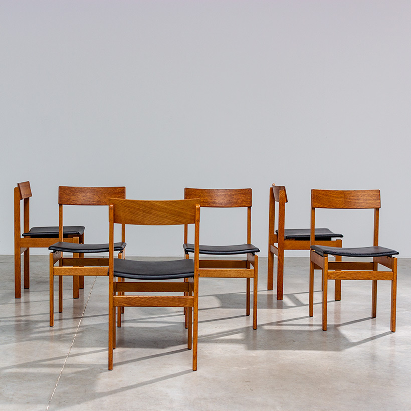 Set of six modernist dining chairs Van den Berghe-Pauvers Ghent Belgium 1960 img 8