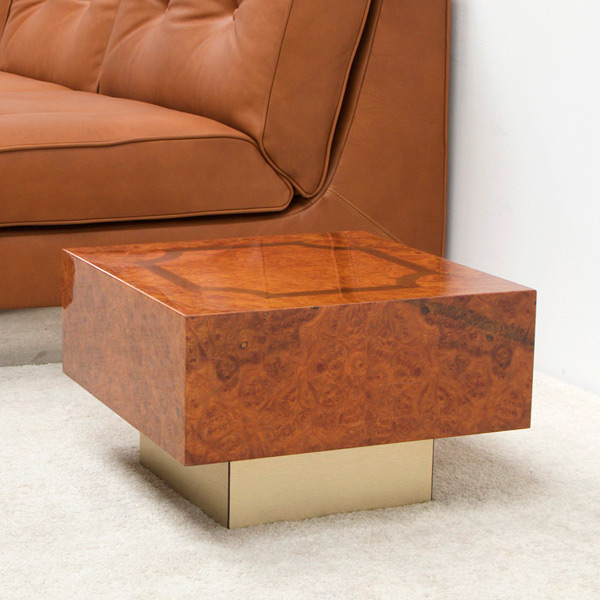 Square burl wood side table img 4