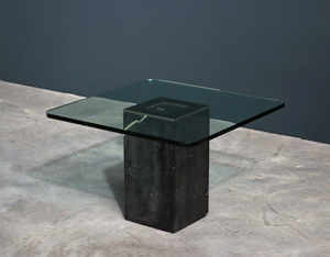 Square side table with glass top