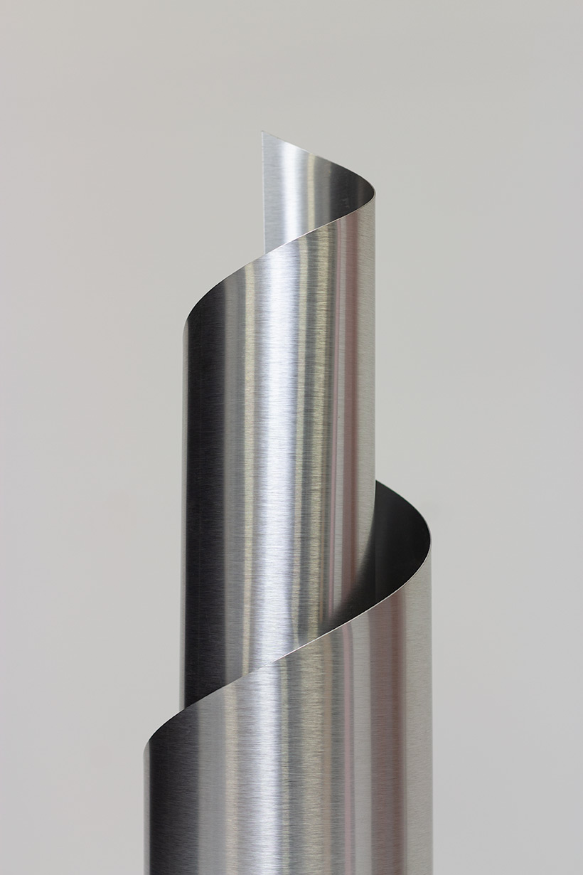 Table lamp with Archimedean spiral bended brushed aluminum France 1970 img 6