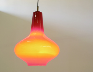 Vistosi Red Glass ceiling lamp 1960