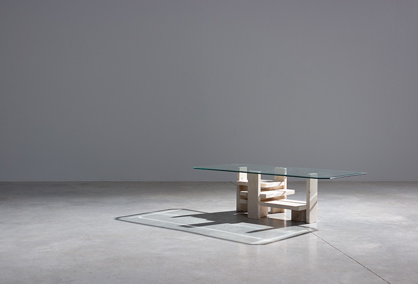 Willy Ballez travertine Architectural Postmodern coffee table img 6