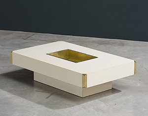 Willy Rizzo Alveo cream colored and brass Low Table 1970