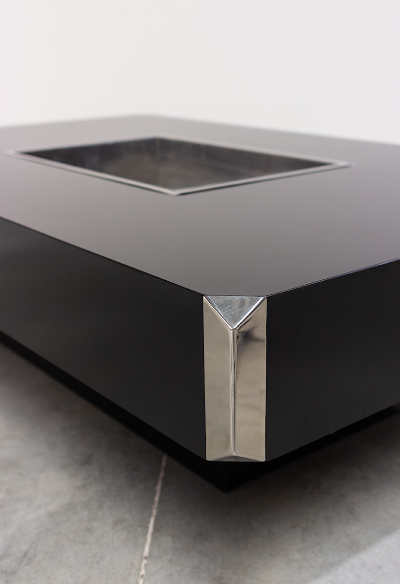 Willy Rizzo black and chrome modern low table Alveo circa 70 img 5