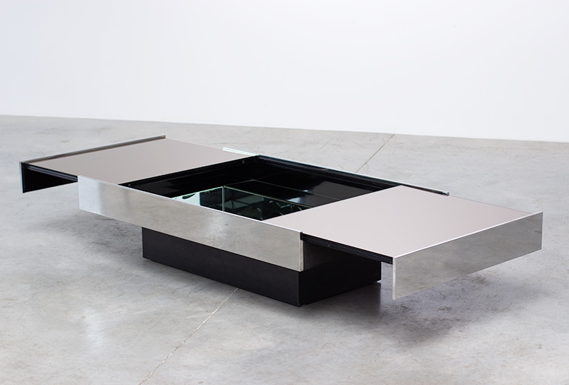 Willy Rizzo coffee table with dry bar Cidue 1970 img 3