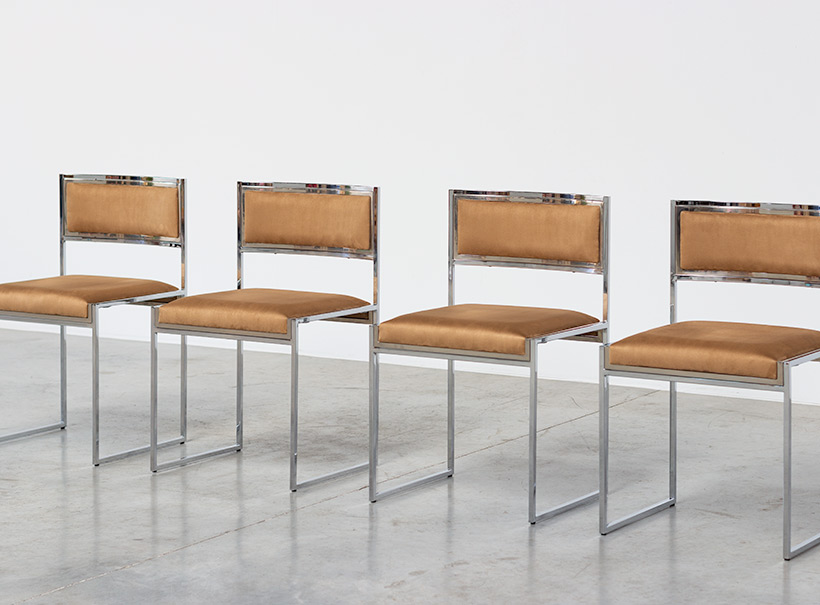 Willy Rizzo set of four cubistic dining chairs circa 1970 img 4